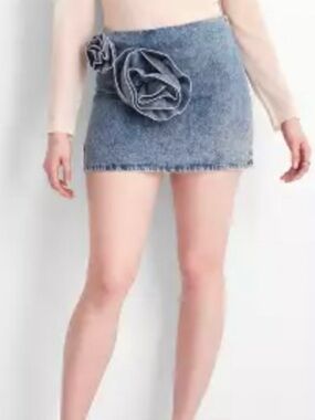 Future Collective Denim Mini Skirt with Rosette